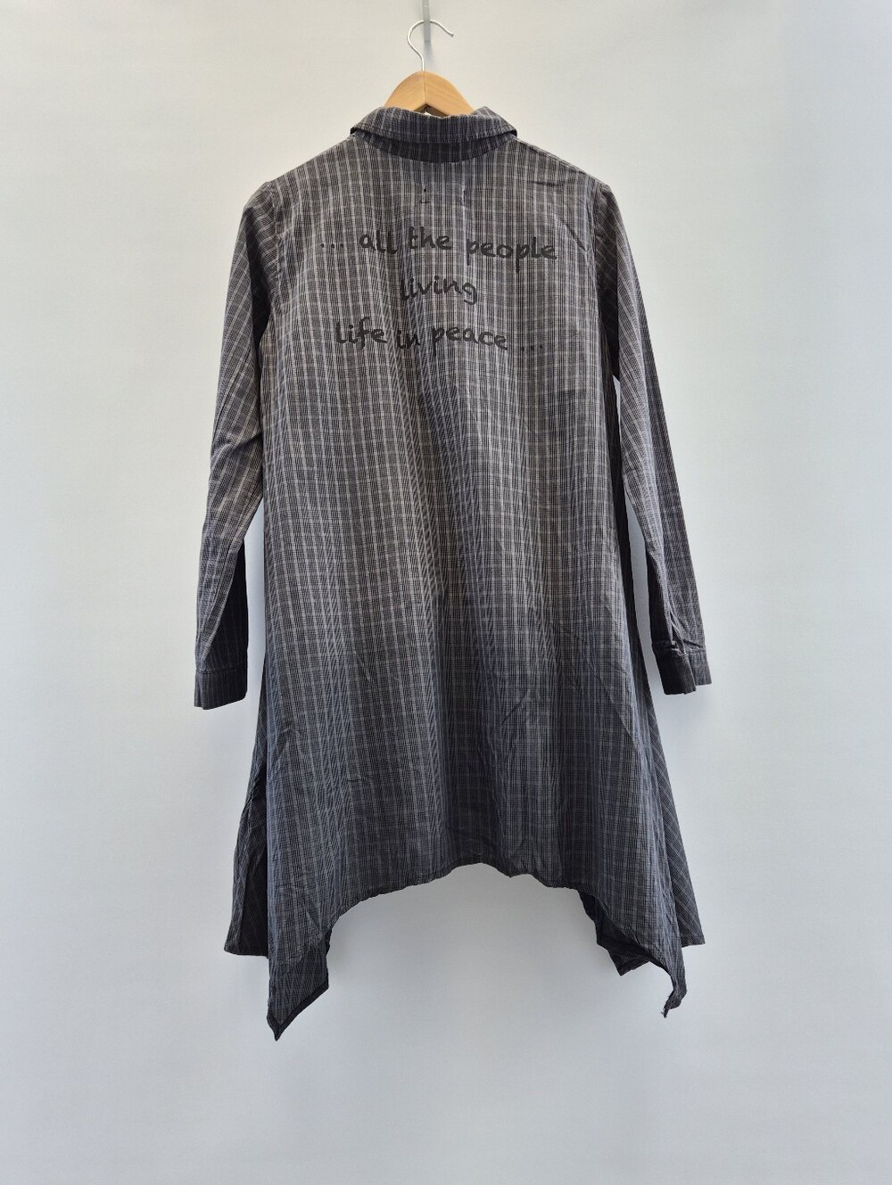 Luukaa Dark Academia Grunge Plaid Grid Tunic Shirt Dress Imagine Peace Size 8 - Picture 13 of 16